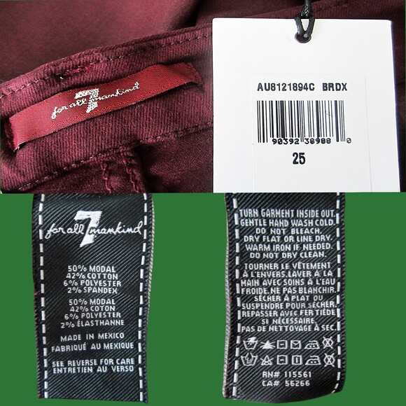 7 For All Mankind NEW Glam Rock  BORDEAUX Coated Super Skinny Jean 25 - Picture 11 of 12